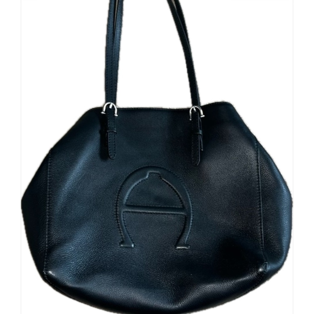 Aigner Black Leather Tote Bag